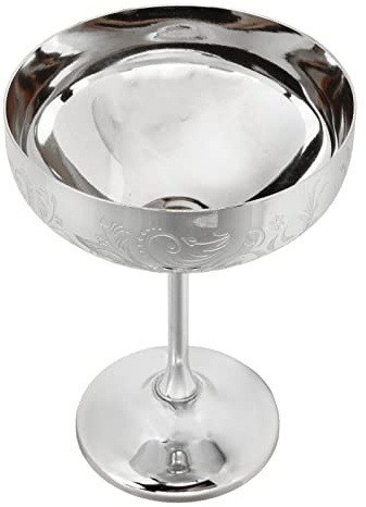 Nikou Bicchiere da champagne in metallo, calice in acciaio inox 304, tazza da vino rosso incisa, coppa decorativa er, finitura a specchio, 170 g, ideale per celebrazioni