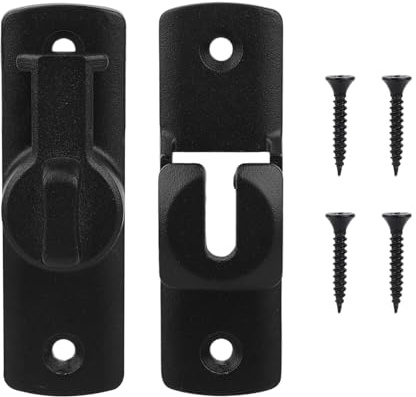 Black Barn Door Latch Lock, 90/180 Degree Flip Gate Latches Hardware, Security Sliding Pocket Bifold Latch for Barn, Swinging Door, Fitting Room, Cabinet, Garden, Window, Bathroom, Wardrobe, Garage