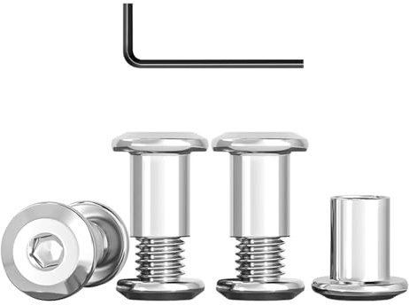 10 Stück Verbindungsschrauben M6 x 20 mm, Edelstahl A2 V2A, Möbelschrauben Hülsenmutter mit Innensechskantschlüsseln, Möbelverbinder Schrankverbinder Eignen Sich zum Verbinden von Holzbrettern