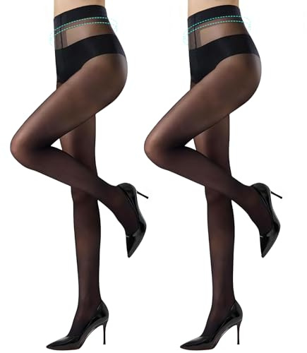 EOAMGO 30 Denier Black Tights for Women, High Waist Sheer Tights with Comfortable T-Crotch, Soft Durable Semi-Sheer Pantyhose for Everyday Wear