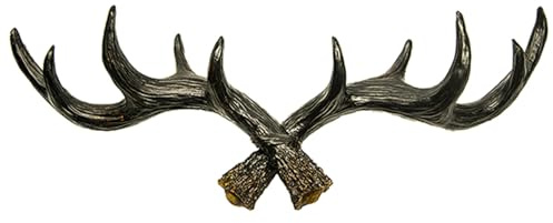 Hansmeier Geweih Kleiderhaken Garderobenhaken - Schwarz - Für Außen, Innen, Balkon & Garten - 49 cm - Hirschgeweih - Garderobe - Hohe Tragkraft