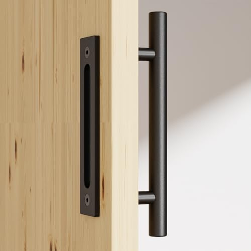 CCJH 30cm Türgriffe Edelstahl für Schiebetüren Holz Barn Scheunentor - 12 /30.48cm Black Sliding Barn Wood Door Handle Door Pull Flush Handle