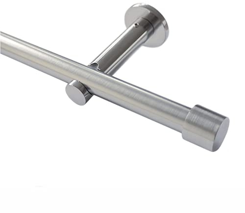 HUGG Gardinenstange Cap (vm.77) Ø 16mm, Wandmontage, Edelstahl-Optik - 160 cm