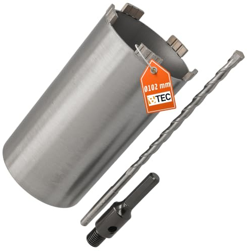 Diamant Bohrkrone Sechskant-Aufnahme und Zentrierbohrer Nutzlänge 180 mm Ø 102 mm Betonbohrkrone Kernbohrer