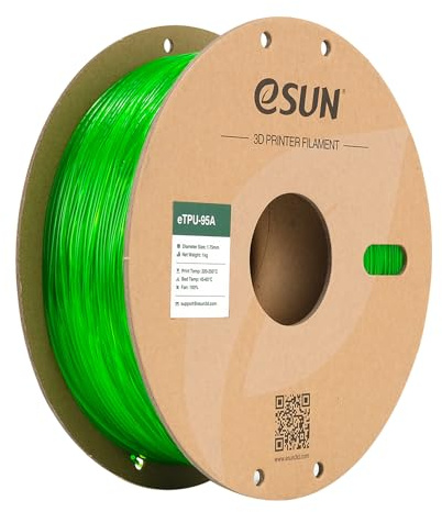 eSUN Flexibles TPU-95A Filament 1.75mm,Transparentes Grün,1KG | 3D Drucker Filament TPU-95A, Maßgenauigkeit +/- 0.05mm, 1kg Spule (2.2 LBS) 3D Druck Filament für 3D Drucker