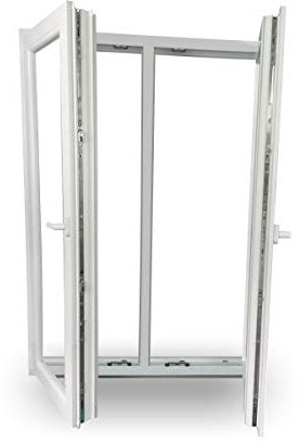 JeCo Fenster Kunststofffenster Wohnraumfenster - 2 flügelig mit Pfosten - BxH:1700x1000 mm - 2-fach-Verglasung - 60 mm Profil - Sondermaße möglich