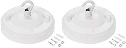 sourcing map 2 Stück Lampe Metall Deckenbaldachin mit Haken, Retro Licht Baldachin Satz, für Beleuchtungszubehör DIY, 104mm 4,1 Zoll Weiß