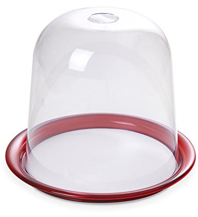 OMADA Design Porta Panettone, Pandoro, Dolci, Torte, Vassoio AntiGraffio da 25 cm (Interno), Campana Alta, Made in Italy, Linea Trendy, Rosso Rubino