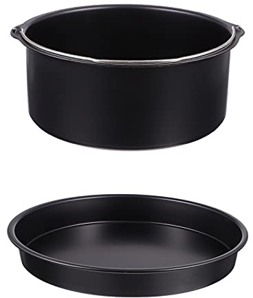 SOLUSTRE Air Fryer Accessoires Set Mit Kuchenkorb Und Pizza-Platte Antihaftbeschichtet Für Heißluftfritteuse Und Backofen Zum Backen Von Kuchen Brot Pizza Gebäck Fisch Fleisch
