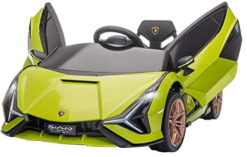 Aosom 12V Ride on Car, Lamborghini SIAN Licensed Battery Powered Electric Car for Kids with Remote Control, Horn, Music, & Headlights, Green