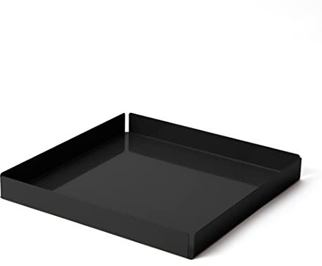 vILO - Plateau Décoratif Carré en Métal Peint Noir cm 35,8 x 35,8 H.4 - Organisateur de Bureau pour la Maison et Le Bureau - Centre de Table Moderne - Plateau De Service - Made in Italy