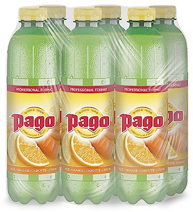 Zumos Pago - Bebida de frutas Naranja, Zanahoria y Limón a partir de Zumo de frutas Pack 6 x 1l Clásicos