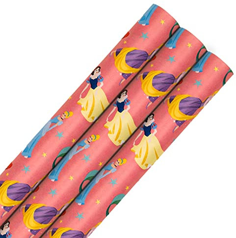 Hallmark Geschenkpapier-Set für verschiedene Anlässe – 3 Rollen in 1 Disney-Prinzessinnen-Muster