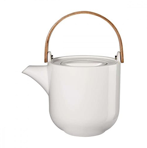ASA Selection coppa yuki Teiera con manico in legno Pentola in porcellana bianca lucida 1L