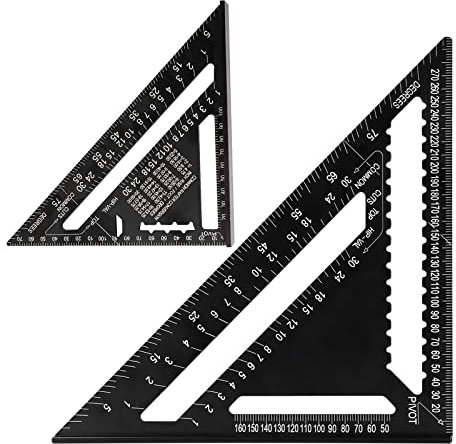 Beslands Zimmermannswinkel 300mm+180mm Anschlagwinkel Metall, Zimmermannswinkel groß Metrisch 45 und 90 Grad Winkelmesser, schwarz
