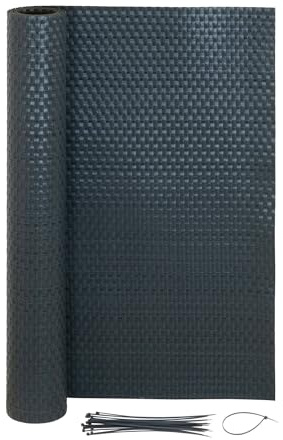 Jardinion Sichtschutzmatte Rattan Optik 0,90 x 3m Anthrazit Sichtschutz, geeignet als Terrassen, Gartenzaun und Balkon Sichtschutz, inkl. Kabelbinder