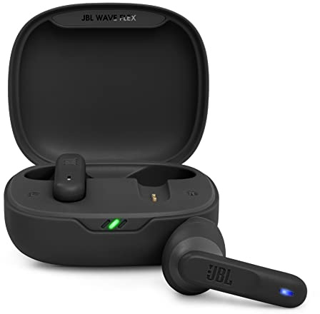 JBL Wave Flex JBLWFLEXBLK Bluetooth Fully Wireless Earphones, App Compatible, Open Type, IP54 Waterproof, Dustproof, USB Type