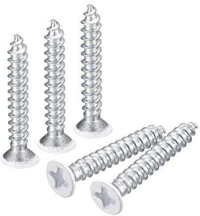 QUARKZMAN ST3x20mm Tornillos Autorroscantes, 25uds Tornillos Autoperforantes de Plana Cabeza Phillips, Madera Tornillos Blanco para Carpintería