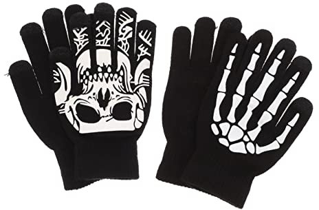SHERCHPRY 4 Paare Schädel-Handschuhe Neuheitshandschuhe Für Damen Halloween Fluoreszierende Handschuhe -Skelett-fingerhandschuhe Rollenspiel Scheinen Die Acrylgarn Kleinkind