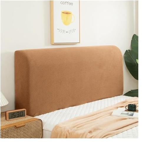 Bett Kopfteil Bezug/Überzug 200cm/180 cm Beige/Schwarz 160 cm, Staubdichte Stretch Bett Kopfteil Abdeckung, Rückenschutz All-Inclusive Slipcover, bettkopfteil hussen ( Color : Camel , Size : 190cm/75i