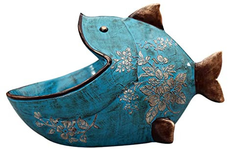 JTBDWOSK Vintage-Stil Harz Catchall, Aufbewahrungstablett, Nachttisch-Organizer Für Schlüssel, Schmuck, Kleingeld, Münze, Schlüssel, Telefon,Blau