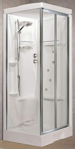 Novellini New Holiday SF Idromassaggio Tettuccio Soffione 100x80 cm Cabina Doccia Multifunzione Apertura Soffietto Reversibile Miscelatore Meccanico Vetro Trasparente Profilo Silver Altezza 217,5 cm