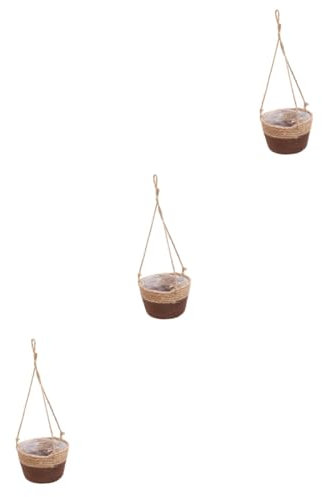 POPETPOP 3St geflochtener Blumenkorb geflochtene Blumenkörbe Laternenpfahl-Ornament Blumentopf Living Room Decoration blumenbank Töpfe für Pflanzen Zierblumenhalter Rattan Topfpflanze