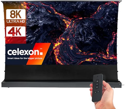 celexon CLR UST Hochkontrast Bodenscheren Leinwand - HomeCinema V2.0, 120' schwarz | elektrische 8K,Full-HD BeamerLeinwand | für Ultrakurzdistanz-Projektor!