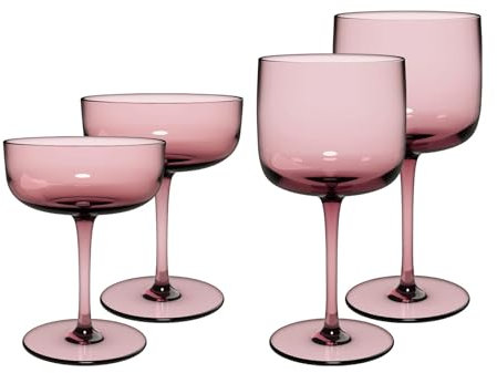 Villeroy & Boch like. by Like Grape Wein- & Sektgläser-Set 4-teilig, Weingläser (350 ml) und Sektschalen (190 ml), Kristallglas, Traupe