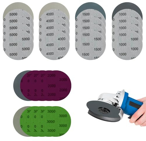 HANIUTTY Schleifpapier 75mm Klett, 30 Stück Nass und Trocken Schleifscheiben Nassschleifpapier Set Körnung 1000/1500/2000/3000/4000/5000 Rund Ohne Loch Runde Schleifpapier für Auto Metall Holz | Nass und Trocken,Körnung 1000/1500/2000/3000/4000/5000 Rund Ohne Loch Runde Schleifpapier für Auto Metall Holz