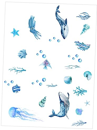 MAGICLULU Shark Mermaid Wall Art Decals Non-slip Bathtub Stickers for Boys and Girls Bathroom Decor Ocean Scene Wall Sticker