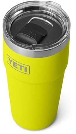 YETI Rambler Thermobecher 20 oz (591 ml) Firefly Yellow – Kaffeebecher To Go, Thermotasse mit abnehmbarem MagSlider–Deckel, Isolierbecher aus Edelstahl
