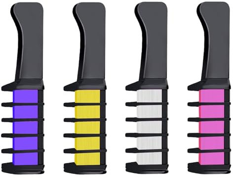 4 Pezzi Colori Gesso Pettine Capelli,Gessi Capelli Colorati per Trucco di Halloween, Party, Carnevale, Natale e DIY.