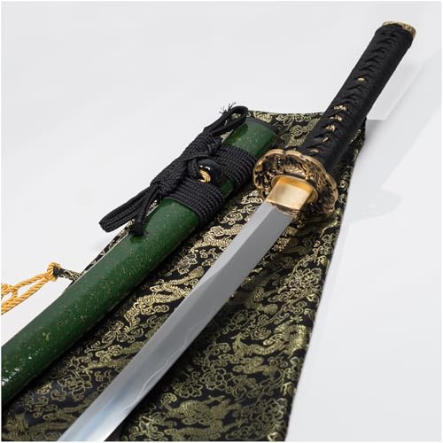 Handgemachtes Japanisches Samurai Schwert Full Tang T10 Ton gehärtetes Messing Tsuba geschärftes echtes Katana Schwert