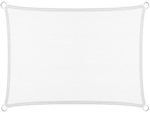 Tenda Parasole a Vela Giardino 360 x 420 cm, Antivento, Alta Protezione Solare, Hdpeprotezione UV 98%, Vele Parasole da Giardino Parasole Tendone, per Balcone, Terrazza, Bianco