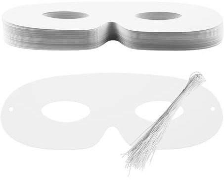 Tabanzhe Lot de 40 masques vierges en papier blanc pour les yeux - Demi-masque de mascarade - Déguisement pour enfants, anniversaire, Halloween, Noël, spectacles, fêtes à thème, carnaval