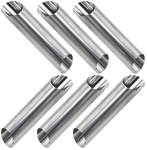 Uonguon Tubi per croissant, stampi da forno, in acciaio inox, corni da pasticceria, gadget da dessert, 6 pezzi, colore argento, perfetti per principianti, cucina, caffetteria