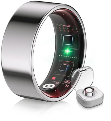IUHFSIFS 6.0 Smart Ring & Inklusive Ladefach【Branchen Nr.1 – 0 Messfehler】 2025 Fitness Tracker für Sleep Tracking Wearable, SpO2, Smartring für Android & iOS Silver 10#