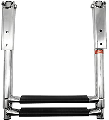 Boat Stainless Steel Telescopic Boat Ladder, Non-Slip Boarding Ladder 2/3/4 Steps for Dock/Swimming Pool/Boat Yacht Ship