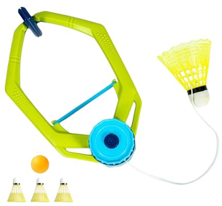 Adjustable Bounce Trainer - Toy Only Badminton, Reflex Tool | Single Player Carrying Set with Rope Bar, Table Tennis Ball, Racket Set for Playing in L