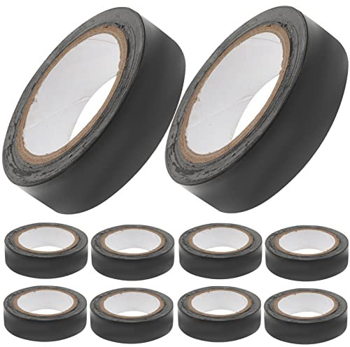 Ciieeo 10 Rolls Black PVC Electrical Tape Wide Insulating Tape for Indoor Outdoor Use Roll for Repairing Cables Winding Wires and Electrical Insulation