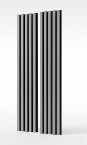 MEBANO. Akustikpaneele auf Schwarzplatte 2 Stücke x (26,5x240 cm) Wandpaneele Farbe: Arctis Grau MDF Wandverkleidung Innen Moderne Lamellenwand Deko Wand