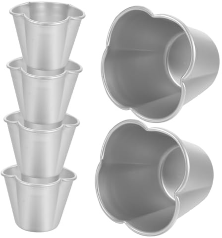 DECORNIJIA Stampi Muffin in Lega di Alluminio 6 Pezzi, Argento | Dolci e Budini, Formato Mini, Riutilizzabili, Adatti a Cottura e Vapore