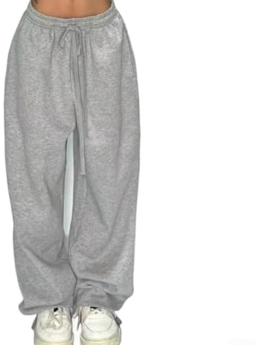 HEIBTENY Lös passform breda ben joggingbyxor för kvinnor hög midja säckiga träningsbyxor lätta enfärgade byxor lämpliga för vår sommar höst vardag streetwear dans