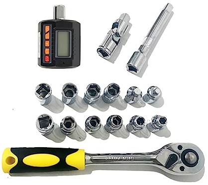 BINGNU Drehmomentschlüssel, Digitales Drehmomentmessgerät Set Drehmomentprüfer Drehmomentadapter Zündkerzenschlüssel Werkzeuge Automobil-Fahrrad-Reparaturwerkzeuge(20-200Nm sets)