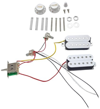 Ensemble de micros de guitare HH Configuration 5 voies Convertisseur pré-câblé faisceau de câblage pour guitares électriques avec 1 volume 1 tonalité HH