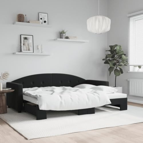 QZZCED 2-in-1-Schlafsofa mit Ausziehbett, Doppel-Sofa, modernes minimalistisches Design für Wohnzimmer, solide Struktur aus Holz und Metall
