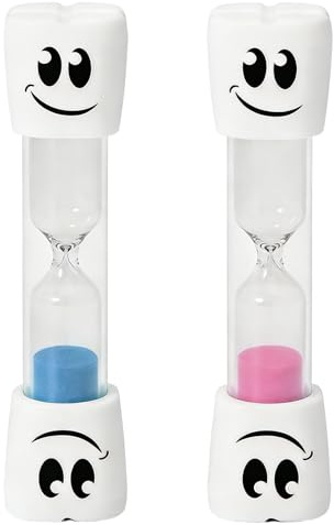 Ruvan 2 Stück Sanduhr Zähneputzen, Zahnputz-Zeit Sanduhr, 2 Minuten in Rosa Und Blau, Geeignet Für Kinderzahnpflege, Küchenzeitmesser, Büro Und Spielzeit