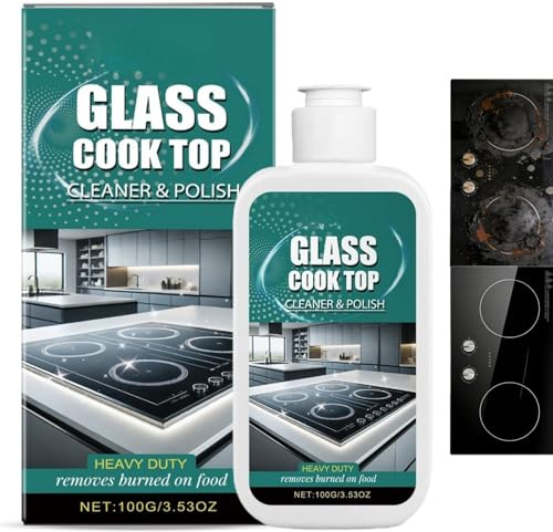 Glass Stove Top Cleaner Polish & Scratch Remover, Ceramic Hob Cooktop Cleaner Spray, Oven & Stove Glass Cleaner, Quartz Worktop Cleaner, Heavy Duty Cooker Cleaner Polish