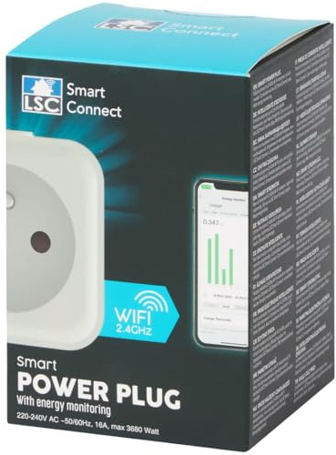 Prise Connectée WiFi avec Suivi de Consommation (Compteur d'Énergie) – Puissance Max 3680W (16A) pour Radiateur & Chauffe-Eau – Compatible Alexa, Google Home & App – Programmateur & Minuterie – Élue M